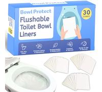 Bowl Protect Flushable Toilet Bowl Liners | 30 Pack XL | Eco-Friendly Biodegradable | Caravan Motorhome RV | Travel | Public Toilet Cover Hygeine Barrier | Chron's | IBS | No Stains | No Splash