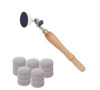 Bowl Sander, Sanding Tool for Woodworking, with 2 Inch Hook and Loop Sanding PU Pad and 11.8 Inch Long Hardwood Handle, Total 50 Pcs Sandpaper Discs in Grits 80/120/150/180/240