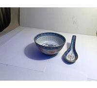 Bowl&Spoon Set 11.5cm Dia&14cm/5.5" Long Ceramic Rice Pattern Guaranteed Quality 1705