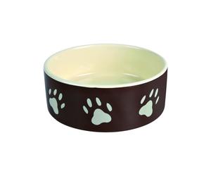 Bowl - TRIXIE - Ceramic - 0.3 L - Brown/cream - Paw prints