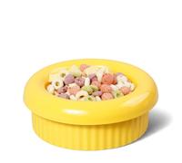 BOWLBOWL 2.8 in High Premium Elevated Ceramic Cat & Dog Bowl, 7.3 in Wide & Shallow, for Short-Legged Cats (Munchkin) & Toy Breeds, Whisker-Friendly, No-Spill, Made in Korea (Donut, Yellow)