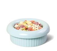 BOWLBOWL 2.8 in High Premium Elevated Ceramic Cat & Dog Bowl, 7.3 in Wide & Shallow, for Short-Legged Cats (Munchkin) & Toy Breeds, Whisker-Friendly, No-Spill, Made in Korea (Donut, Blue)