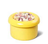 BOWLBOWL 3.9 in High Premium Elevated Ceramic Cat & Dog Bowl with Stand, 7.3 in Wide & Shallow, for Cats and Small Dogs, Whisker-Friendly, No-Spill, Made in Korea, Hello Bowl (Donut, Yellow)