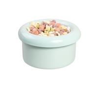 BOWLBOWL 3.9 in High Premium Elevated Ceramic Cat & Dog Bowl with Stand, 7.3 in Wide & Shallow, for Cats and Small Dogs, Whisker-Friendly, No-Spill, Made in Korea, Hello Bowl (Donut, Blue)