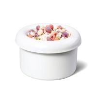 BOWLBOWL 3.9 in High Premium Elevated Ceramic Cat & Dog Bowl with Stand, 7.3 in Wide & Shallow, for Cats and Small Dogs, Whisker-Friendly, No-Spill, Made in Korea, Hello Bowl (Donut, White)