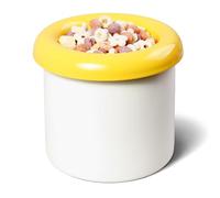 BOWLBOWL 5.9 in High Premium Elevated Ceramic Cat & Dog Bowl with Stand, 7.3 in Wide & Shallow, for Cats and Medium Dogs, Whisker-Friendly, No-Spill, Made in Korea, Hello Bowl (Donut, Yellow)