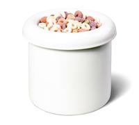 BOWLBOWL 5.9 in High Premium Elevated Ceramic Cat & Dog Bowl with Stand, 7.3 in Wide & Shallow, for Cats and Medium Dogs, Whisker-Friendly, No-Spill, Made in Korea, Hello Bowl (Donut, White)