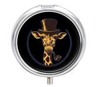 Bowler Hat Giraffe Round Pill Box Organiser 3 Compartment Portable Medicine Case