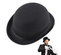 Bowler Hat Men Women, Black Felt Derby Hats, Casual Black Hat, Light Felt Classic Top Hats, Victorian Costume Accessory, Halloween Cosplay Party Stage Performance Props, Theater Play Dress Up