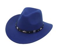 Bowler Hat with Belt Buckle Western Style Love Top Broadside Wide Brim Head Cowboy Dress Up Hats for Costume Boy Cowboy (Blue, One Size)