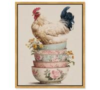 Bowlful Birdie Canvas Print Easter Wall Decor by Art Remedy, Gold Frame, 16 x 20