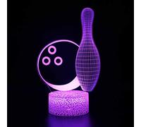 Bowling 3D Night Light 16 Color Change Lamp Acrylic Flat ABS Base USB Charger Home Decoration Toy Brithday Xmas Kid Children Gift