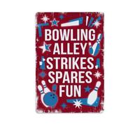 Bowling Alley Strikes Spares Fun Lanes Metal Tin Sign