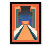 Bowling Alley Vanishing Point Retro Framed Wall Art Print A2 (59.4×42cm) Black, Wall Decor for Living Room, Bedroom, Office & Home, Ready to Hang, Art Gift