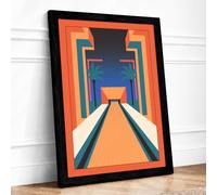 Bowling Alley Vanishing Point Retro Framed Wall Art Print A4 (29.7×21cm) Black, Wall Decor for Living Room, Bedroom, Office & Home, Ready to Hang, Art Gift