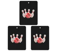 Bowling Ball 3 Pcs Automotive Air Fresheners Mirror Aromatherapy Tablets Ornament Car Fragrance Scented Cards Square