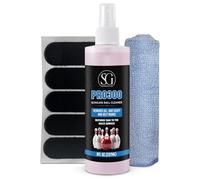 Bowling Ball Cleaner Spray with Cleaning Cloth and Thumb Tape - Oil, Scuff, and Belt Mark Cleaner Restores Tack and Prolongs Lifespan of Ball - EPA Safe Bowling Ball Restoration - 8 Fl Oz