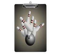 Bowling Ball Crashing Acrylic Clipboard with Clips - Portable Stackable Clipboard with Retractable Loop, 8.5x12.5in
