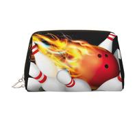 Bowling Ball Leather Toiletry Organizer Bag, Travel-Friendly Makeup Pouch for Women