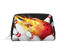 Bowling Ball Leather Toiletry Organizer Bag, Travel-Friendly Makeup Pouch for Women