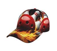 Bowling Ball Pattern Baseball Cap Unisex Adjustable Baseball Hats for Sports Outdoor Black, Black, One size