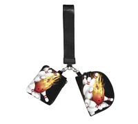 Bowling Ball Wristlet Keychain Wallet Pouch with Strap Double Zipper Small Coin Purse Portable Wrist Bag for Travel Gym Daily Use