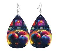 Bowling Balls Leather Earrings for Women Teardrop Earrings Lightweight Dangle Drop Earrings Cute Jewelry Gift