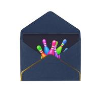 Bowling Balls Print Horizontal Gold-Edged Pearl Greeting Card W/Envelope-Holiday,Birthday,Anniversary,Party(2pcs)