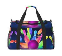 Bowling Balls Print Womens Sports Bags Travel Bag - Gym Tote Bag with Compartment,Duffel Bags for Men,Ladies Holdall,Carry On Weekend Travel Handbags for Women
