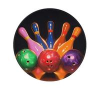 Bowling Balls Printed Gaming Mouse Pad 4 PCS, Round Non-Slip Rubber Base Laptop Mousepad Desk Mat for Gamer, Office, Home
