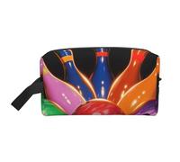 Bowling Balls Printed Makeup Bag for Women Travel Make Up Toiletry Organiser Large Capacity Cosmetic Bag with Handle