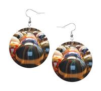 Bowling Balls Prints Leather Round Earrings Pendant Stylish And Light Lightweight Dangle For Women Girls, One Size, Leather, No Gemstone