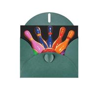 Bowling Balls Prints Pearl Paper Horizontal Festival Greeting Card for Birthday Cards and All Occasions, Dark Green