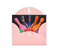 Bowling Balls Prints Pearl Paper Horizontal Festival Greeting Card for Birthday Cards and All Occasions, Pink