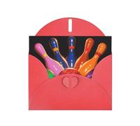 Bowling Balls Prints Pearl Paper Horizontal Festival Greeting Card for Birthday Cards and All Occasions, Red