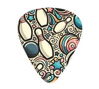 Bowling-Doodles 12 Pack Guitar Picks With 3 Thicknesses And Storage Box, Abs Plectrums For Electric Bass Guitar Players