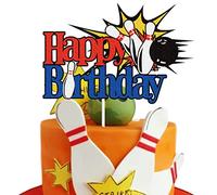 Bowling Happy Birthday Cake Topper Bowling Ball Game Day Cake Decor Sport Themed Party Supplies For Boys Girls Kids Adult