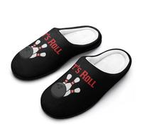 Bowling Let's Roll Breathable Slippers Women Slip On Winter Warm House Slippers Shoes Bedroom 7-8（39-40