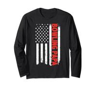 Bowling Papa Sports Dad American Flag Long Sleeve T-Shirt