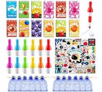 Bowling Party Stationery Favors with 12 Mini Notepads, 12 Ballpoint Pens, 12 Organza Bags and 50 Stickers for Bowling Themed Birthday Party Decorations Supplies Goodie Bag Fillers Rewards