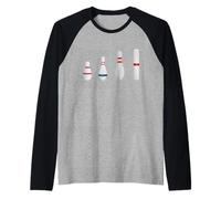 Bowling pin Comparison Five-pin Tenpin Duckpin and Candlepin Raglan Baseball Tee