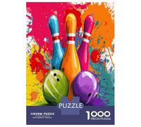 Bowling Pins Colorful Splashes 1000 Piece Jigsaw Puzzle Paper for Adults Relax Family Decor Gift 52x38cm/1000pcs