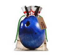 Bowling Print Christmas Burlap Drawstring Gift Bags Reusable Gift Bags, Holiday Packaging With Rustic Charm