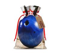 Bowling Print Christmas Burlap Drawstring Gift Bags Reusable Gift Bags, Holiday Packaging With Rustic Charm