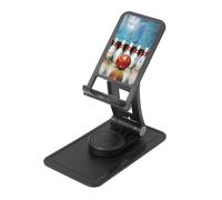 Bowling Prints Rotating Cell Phone Stand with 360° Swivel Base - Foldable Square Desk Phone Holder for iPhone 16 15 14 13 12 11,All Phones,Black