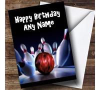 Bowling Red Ball Personalised Birthday Card | Birthday Card | Sports, Hobbies & Interests Card