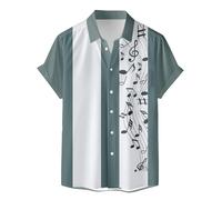Bowling Shirt for Men UK Retro Bowling Shirt 1950s Rockabilly Style T Shirts Short Sleeve Comfortable Button Down Music Hawaiian Shirts