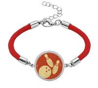 Bowling Sport Illustration Red Pattern Lucky Red String Bracelet Rope Bracelet Handmade