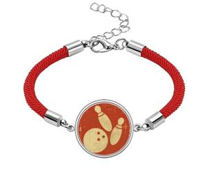 Bowling Sport Illustration Red Pattern Lucky Red String Bracelet Rope Bracelet Handmade