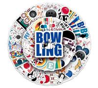 Bowling Stickers for Boys Girls Teens Adults, Popular Waterproof Vinyl Stickers for Phone Laptop Flasks Water Bottle Luggage Scrapbook Cup Bike Car Notebook, Trendy Sports Decals Pack[Bowling-50Pcs]